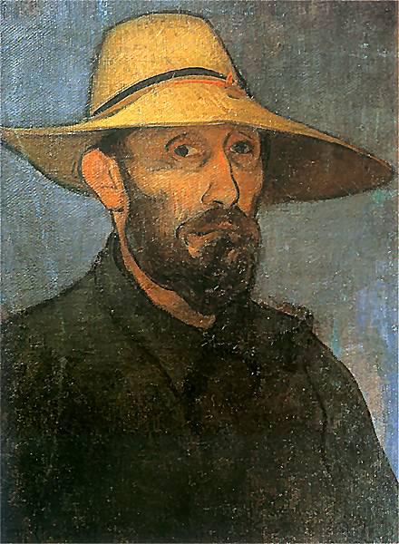 Self-portrait in straw hat, Wladyslaw slewinski